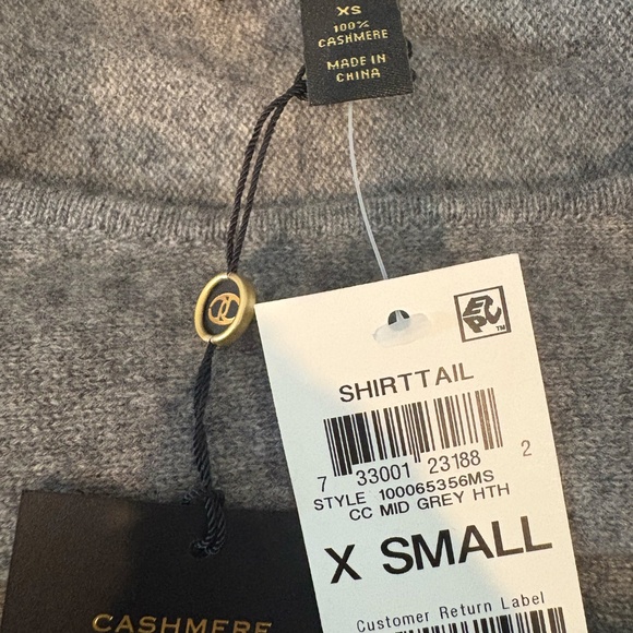 Brand NWT Women's Long-Sleeve 100% Cashmere Crewneck Sweater XS grey - Picture 3 of 3